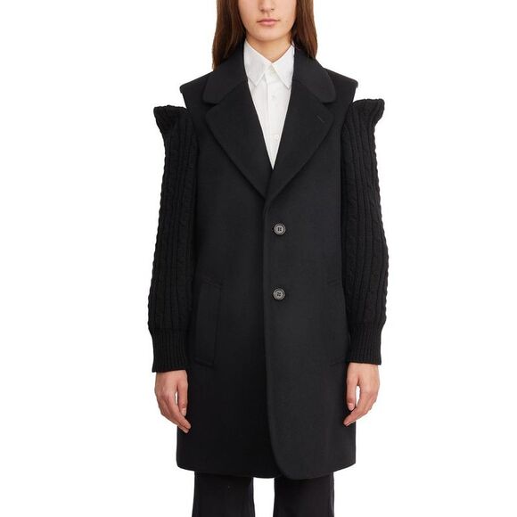 COMME DES GARCONS Deconstructed Wool Blend Coat with Cable Knit Sleeves Women